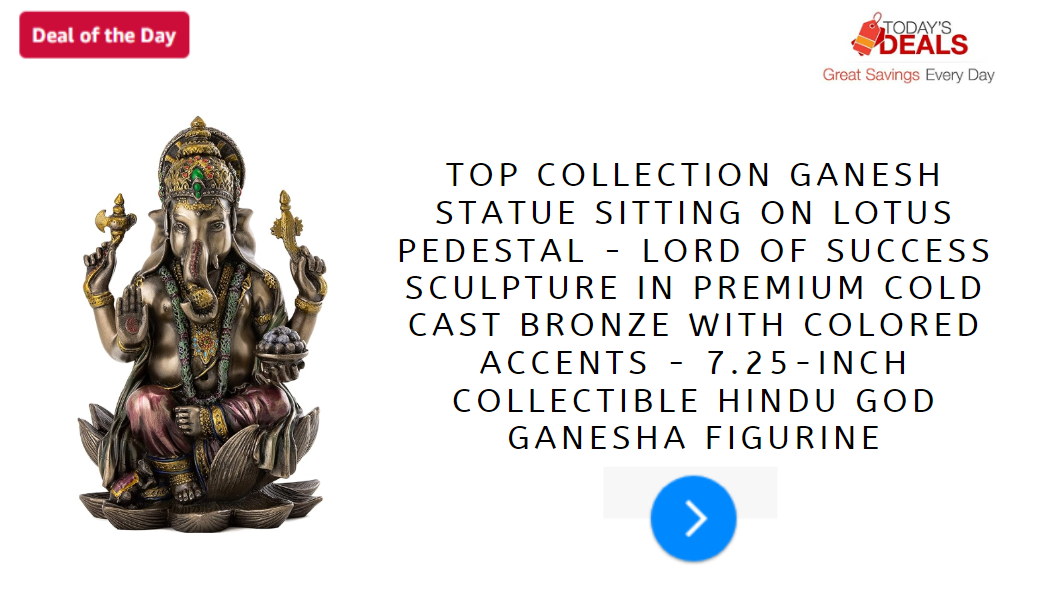 Top Collection Ganesh Statue Sitting on Lotus Pedestal – Lord of Success Sculpture in Premium Cold Cast Bronze with Colored Accents – 7.25-Inch Collectible Hindu God Ganesha Figurine
