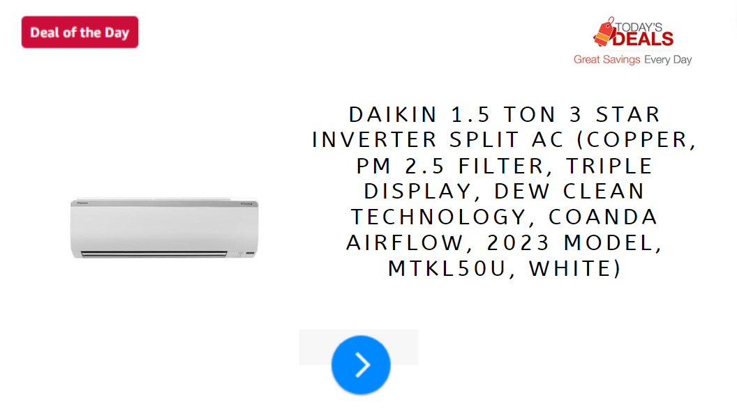 Daikin 1.5 Ton 3 Star Inverter Split AC (Copper, PM 2.5 Filter, Triple Display, Dew Clean Technology, Coanda Airflow, 2023 Model, MTKL50U, White)
